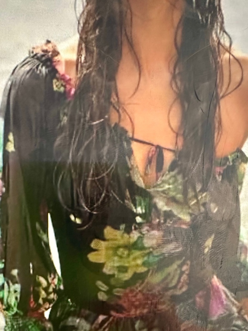 DENIM & SUPPLY RALPH LAUREN OFF THE SHOULDER FLORAL LACE SHHER BLOUSE.